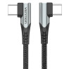 Cable usb 2.0 tipo-c 90º vention tanhd/ usb tipo-c macho - usb tipo-c macho/ hasta 100w/ 480mbps/ 50cm/ gris